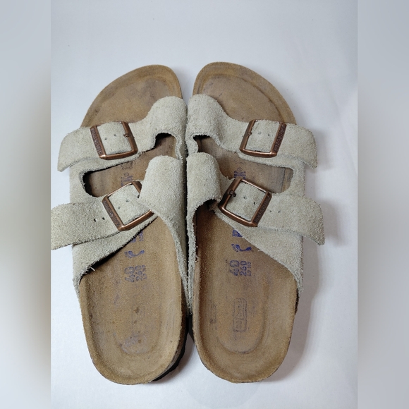 Birkenstock Arizona Women Size 40/9 Us Narrow Beige Suede Sandals with Buckles - Picture 8 of 10